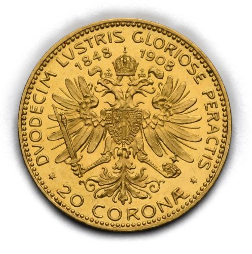 20 Koruna 1908 – 60. Výročí Vlády Františka Josefa I.