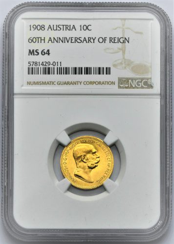 10 Koruna František Josef I. 1908 – 60. Výročí vlády