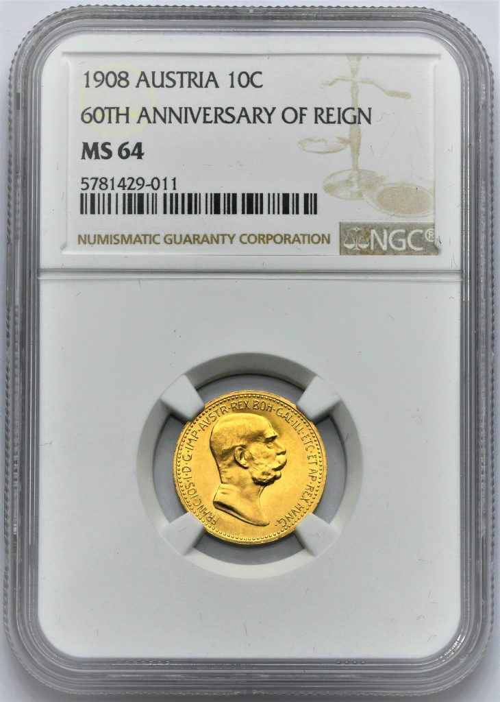 10 Koruna František Josef I. 1908 – 60. Výročí vlády