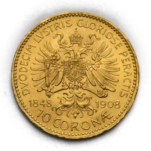 10 Koruna 1908 – 60. Výročí Vlády Františka Josefa I.