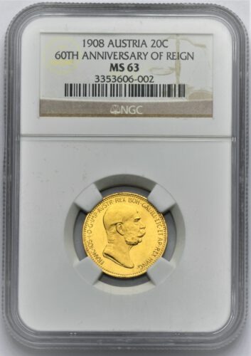 20 Koruna 1908 – 60. Výročí Vlády Františka Josefa I.