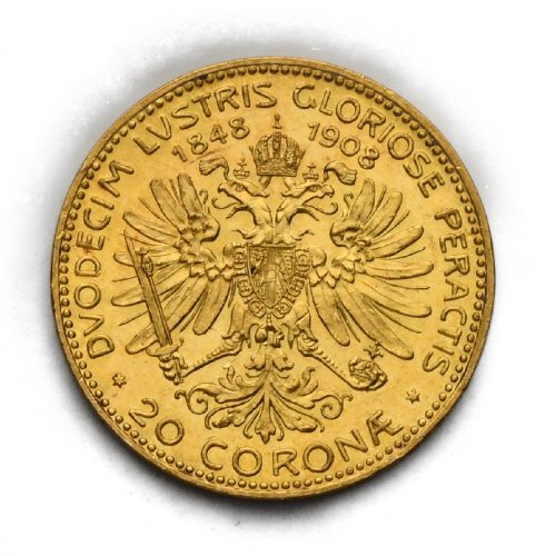 20 Koruna 1908 – 60. Výročí Vlády Františka Josefa I.