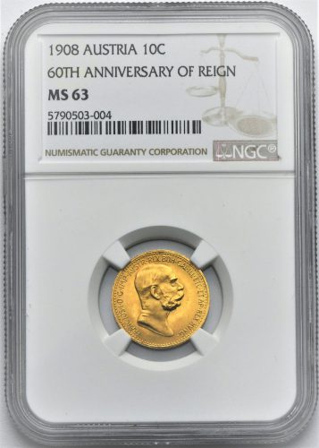 10 Koruna 1908 – 60. Výročí Vlády Františka Josefa I.