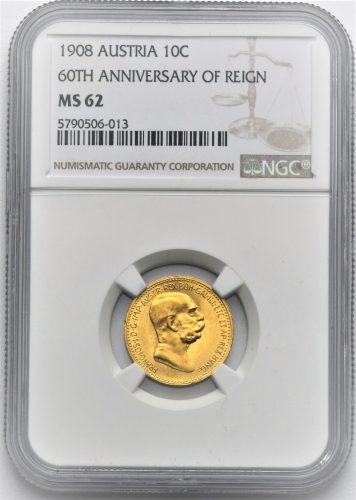 10 Koruna 1908 – 60. Výročí Vlády Františka Josefa I.
