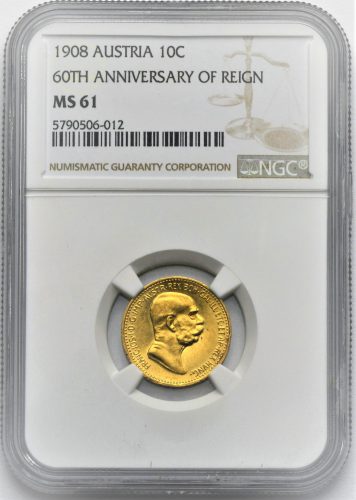 10 Koruna 1908 – 60. Výročí Vlády Františka Josefa I.