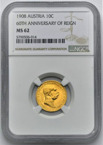 10 Koruna 1908 – 60. Výročí Vlády Františka Josefa I.