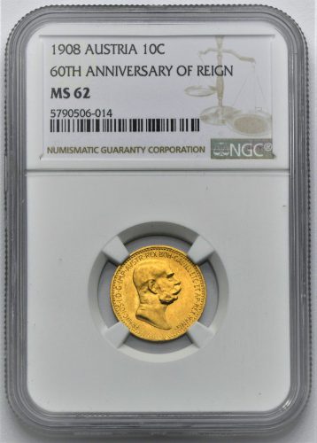 10 Koruna 1908 – 60. Výročí Vlády Františka Josefa I.