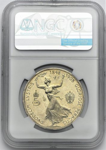 5 Koruna 1908 – 60. Výročí Vlády Františka Josefa I.