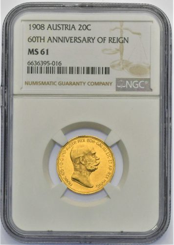 20 Koruna 1908 – 60. Výročí Vlády Františka Josefa I.