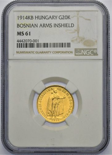 20 Koruna František Josef I. 1914 KB – Se znakem Bosny
